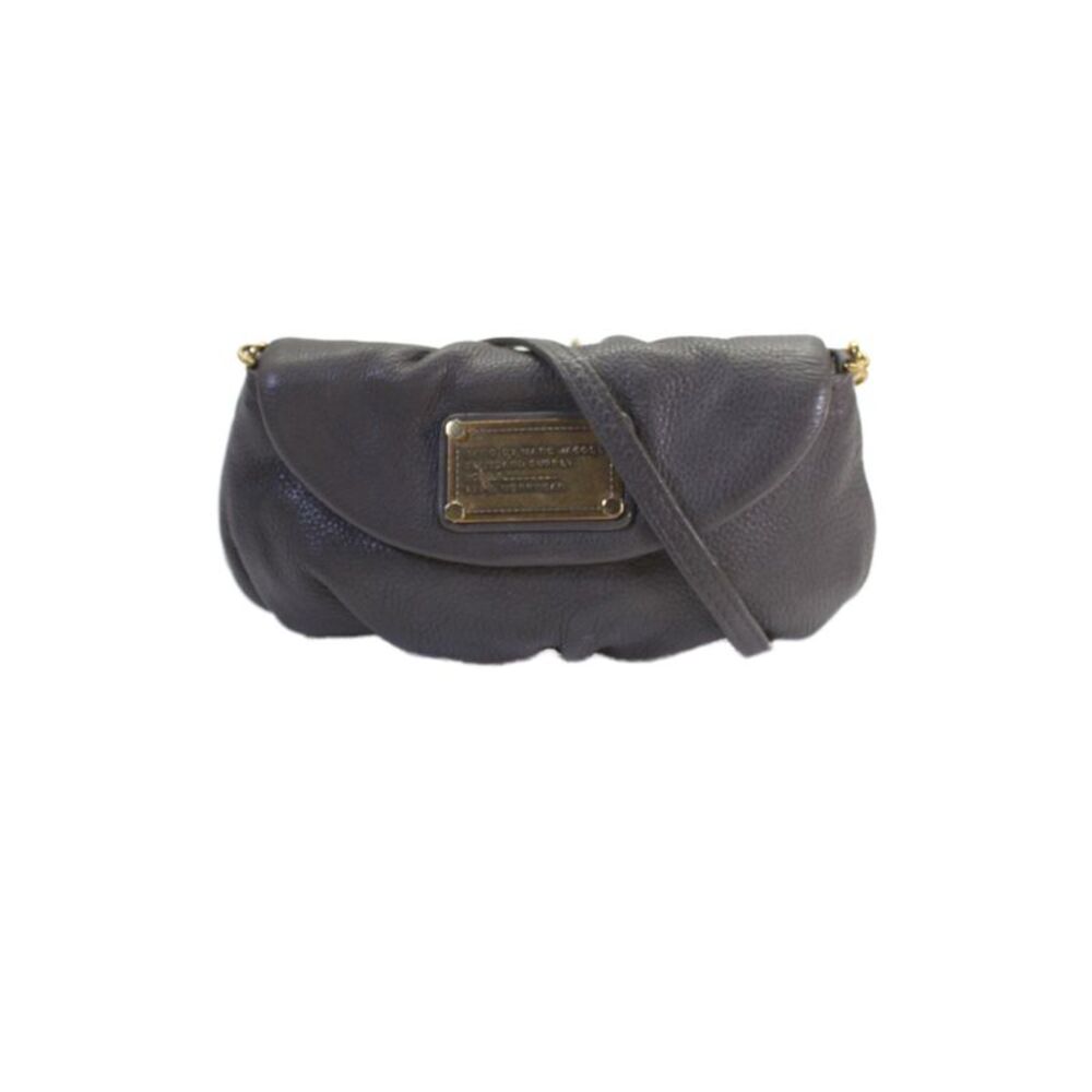 Marc By Marc Jacobs Womens Leather Flap Crossbody Shoulder Handbag Gray